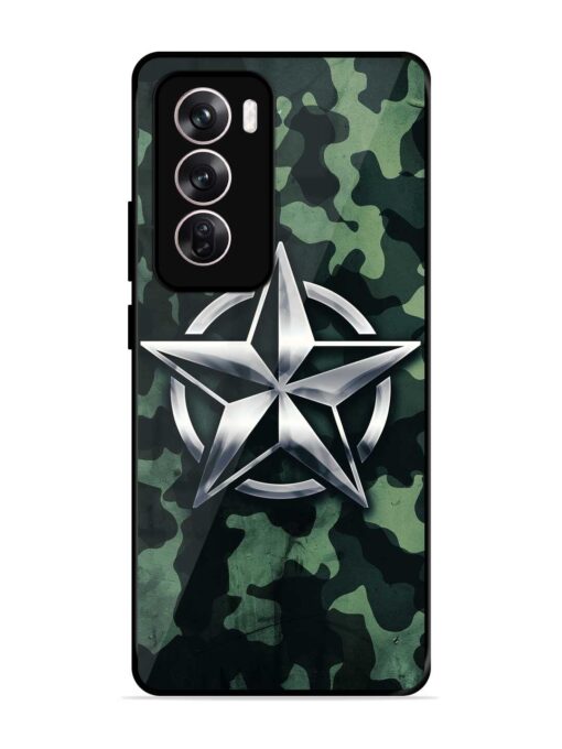 Indian Army Star Design Glossy Metal Phone Cover for Oppo Reno 12 (5G)