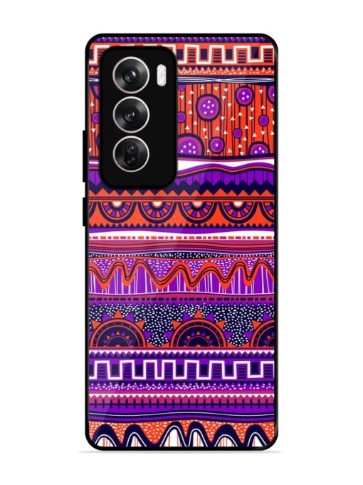 Ethnic Seamless Pattern Glossy Metal TPU Phone Cover for Oppo Reno 12 (5G)