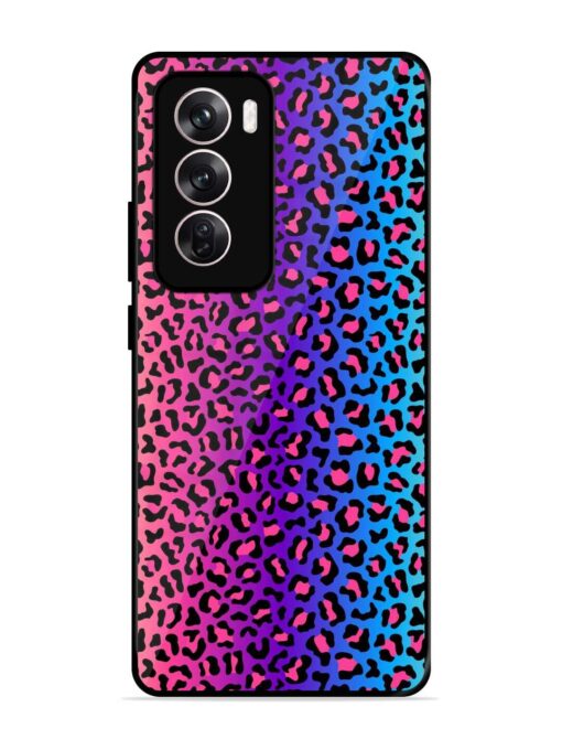 Colorful Leopard Seamless Glossy Metal Phone Cover for Oppo Reno 12 (5G)