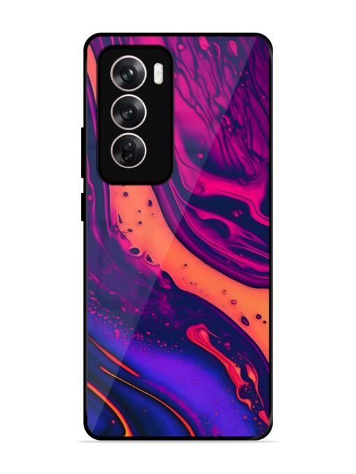 Fluid Blue Pink Art Glossy Metal Phone Cover for Oppo Reno 12 (5G)