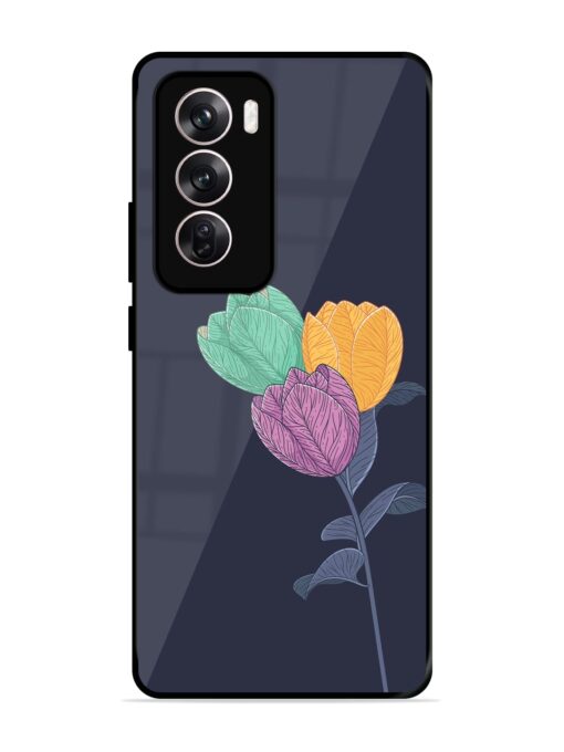 Flower Vector Glossy Metal Phone Cover for Oppo Reno 12 (5G)