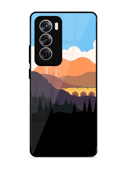 Minimal Mountain Vector Glossy Metal Phone Cover for Oppo Reno 12 (5G)