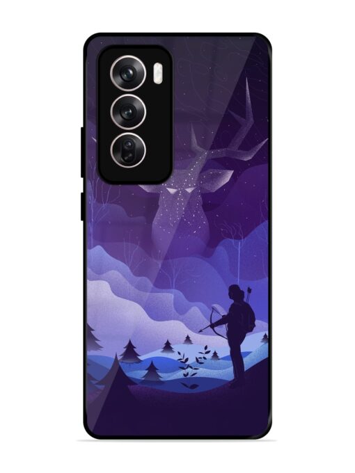 Deer Forest River Glossy Metal Phone Cover for Oppo Reno 12 (5G)