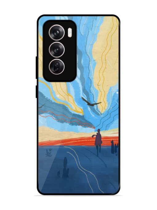 Minimal Abstract Landscape Glossy Metal Phone Cover for Oppo Reno 12 (5G)