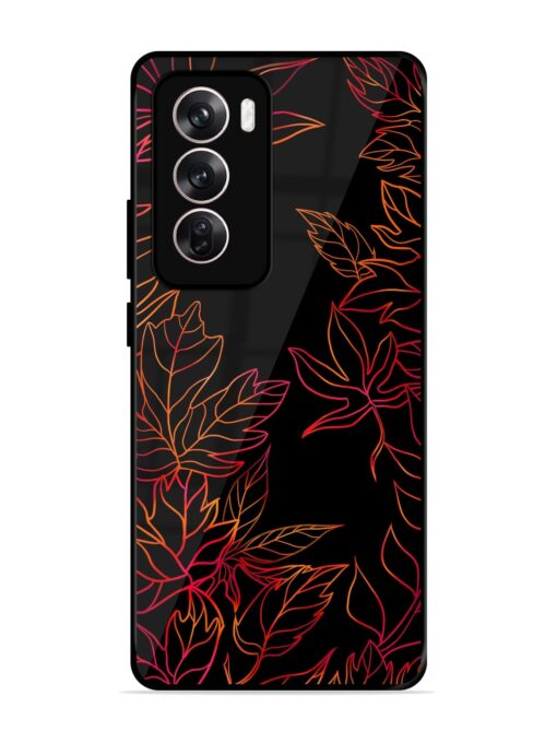 Red Floral Pattern Glossy Metal Phone Cover for Oppo Reno 12 (5G)