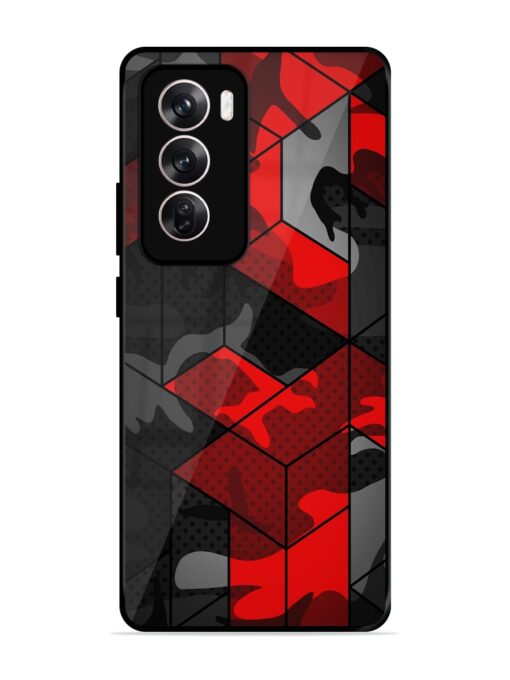 Royal Red Camouflage Pattern Glossy Metal Phone Cover for Oppo Reno 12 (5G)