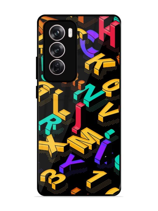 Seamless Pattern With Letters Glossy Metal Phone Cover for Oppo Reno 12 (5G)