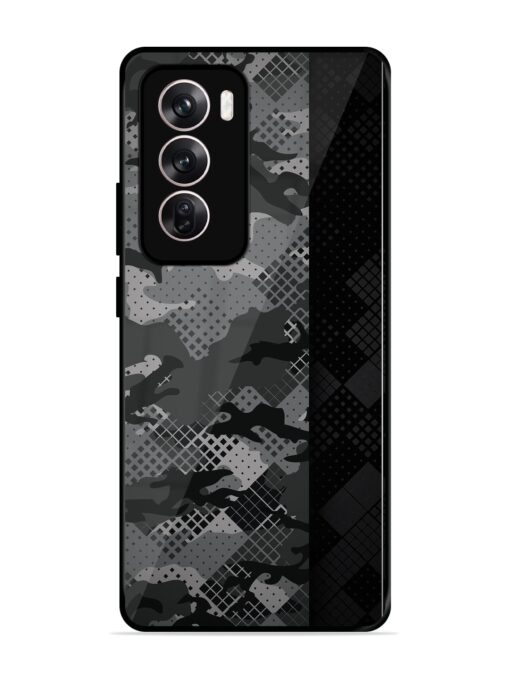 Dark Camouflage Glossy Metal Phone Cover for Oppo Reno 12 (5G)