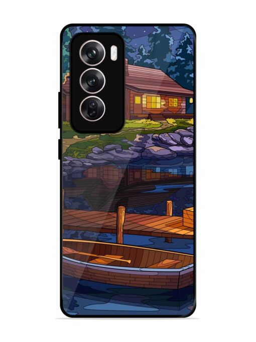 Village Night Scene Glossy Metal Phone Cover for Oppo Reno 12 (5G)