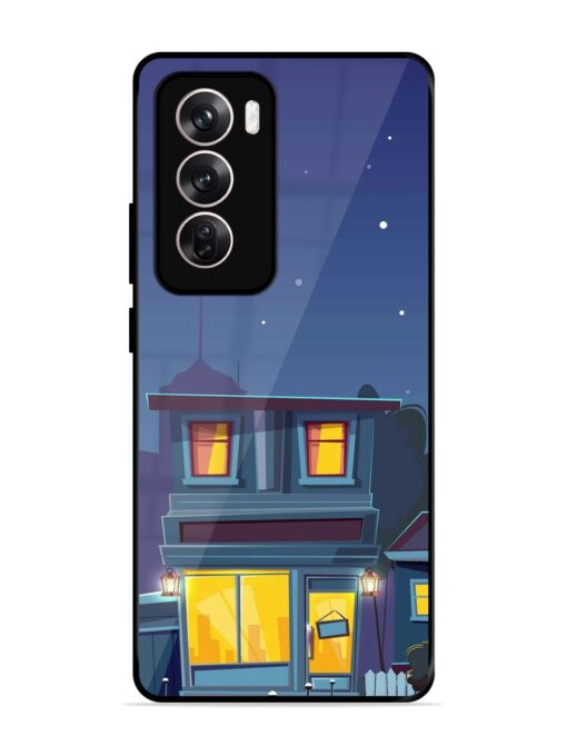 Vector Night House Glossy Metal Phone Cover for Oppo Reno 12 (5G) Zapvi