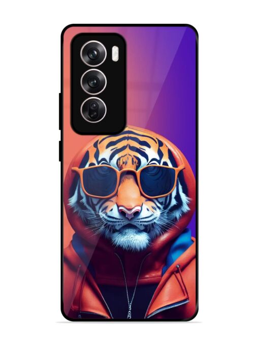 Tiger Animation Glossy Metal Phone Cover for Oppo Reno 12 (5G)