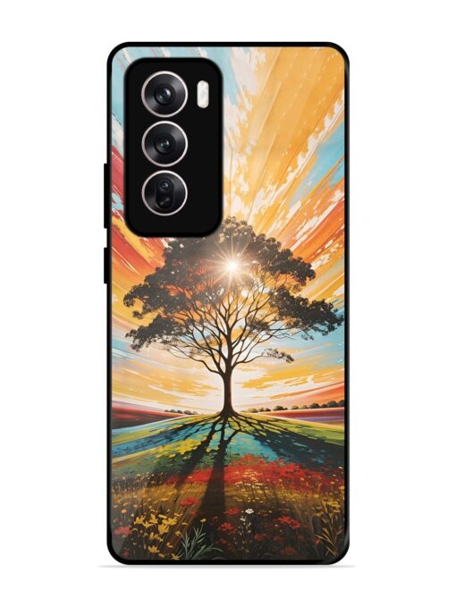 Abstract Tree Colorful Art Glossy Metal Phone Cover for Oppo Reno 12 (5G)