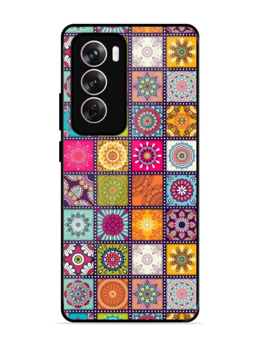 Seamless Pattern Vintage Glossy Metal Phone Cover for Oppo Reno 12 Pro (5G) Zapvi