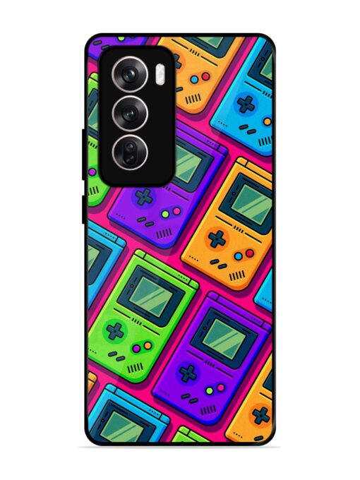 Game Seamless Pattern Glossy Metal Phone Cover for Oppo Reno 12 Pro (5G) Zapvi