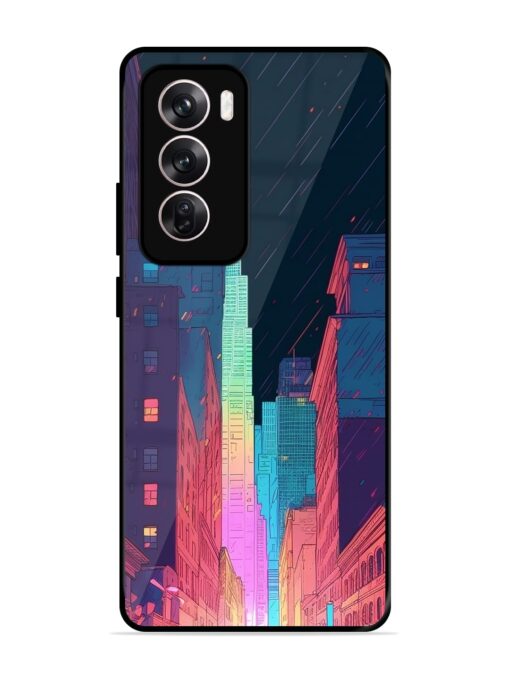 Minimal City Art Glossy Metal Phone Cover for Oppo Reno 12 Pro (5G) Zapvi