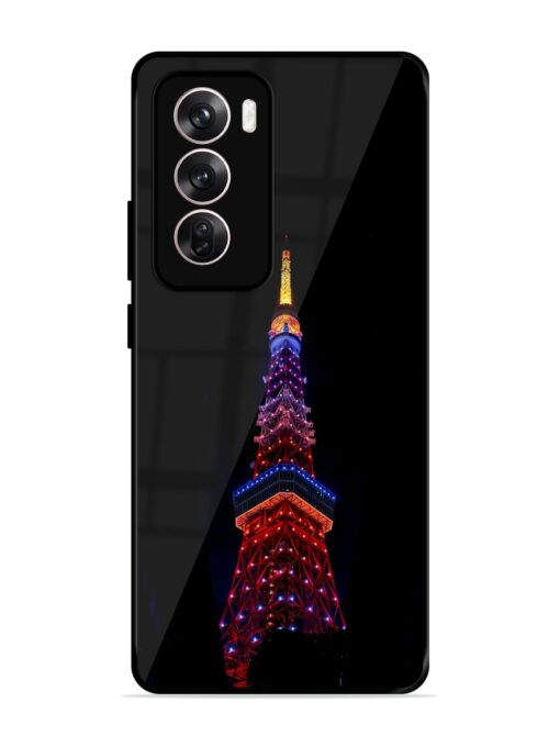 Eiffel Tower Night View Glossy Metal Phone Cover for Oppo Reno 12 Pro (5G) Zapvi