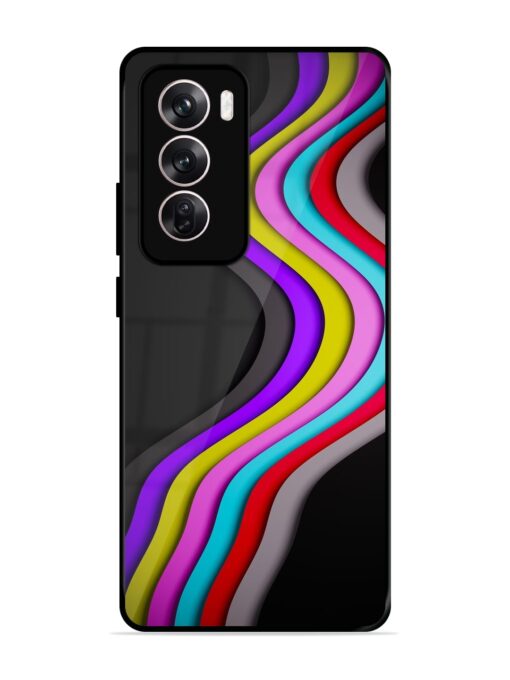 Liquid Blue Abstract Glossy Metal Phone Cover for Oppo Reno 12 Pro (5G) Zapvi