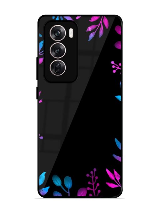 Flower Pattern Watercolor Glossy Metal Phone Cover for Oppo Reno 12 Pro (5G) Zapvi