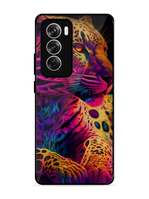 Leopard Art Glossy Metal Phone Cover for Oppo Reno 12 Pro (5G) Zapvi