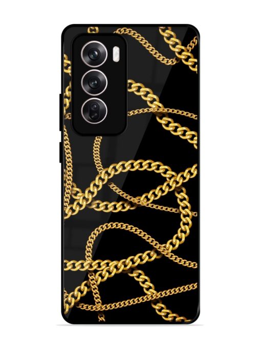 Decorative Golde Chain Glossy Metal Phone Cover for Oppo Reno 12 Pro (5G) Zapvi