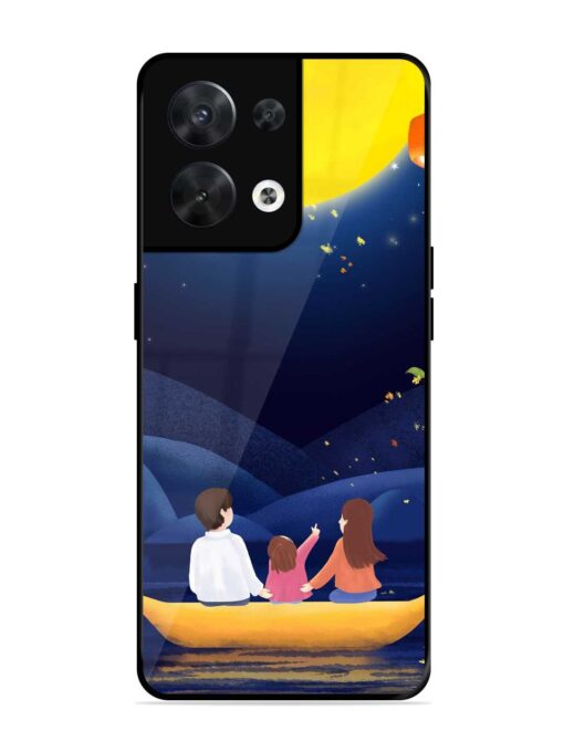 Happy Family And Beautiful View Glossy Metal Phone Cover for Oppo Reno 8 (5G) Zapvi