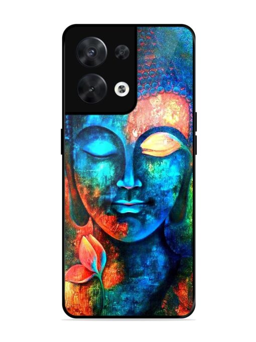 Buddha Painting Glossy Metal Phone Cover for Oppo Reno 8 (5G) Zapvi