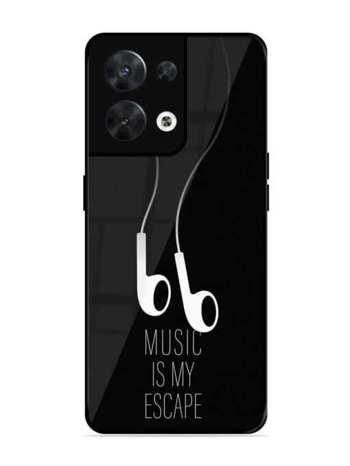 Music Is My Escape Glossy Metal Phone Cover for Oppo Reno 8 (5G) Zapvi