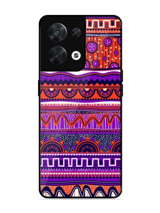 Ethnic Seamless Pattern Glossy Metal TPU Phone Cover for Oppo Reno 8 (5G) Zapvi