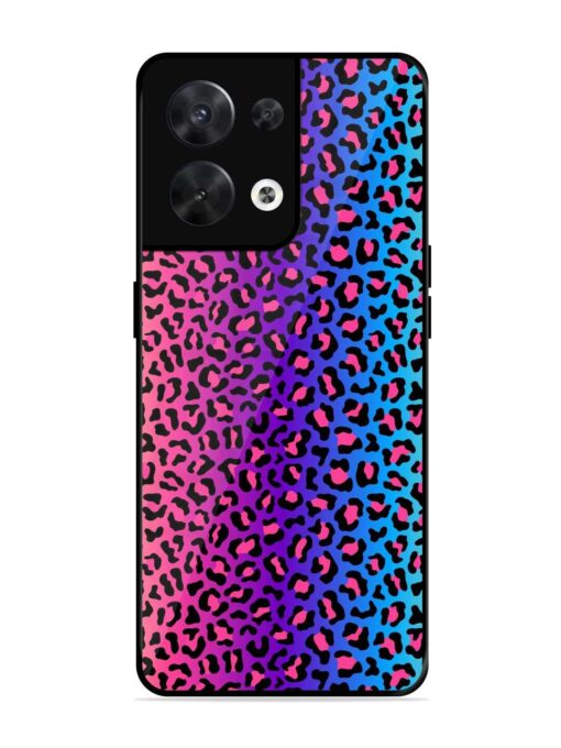 Colorful Leopard Seamless Glossy Metal Phone Cover for Oppo Reno 8 (5G)