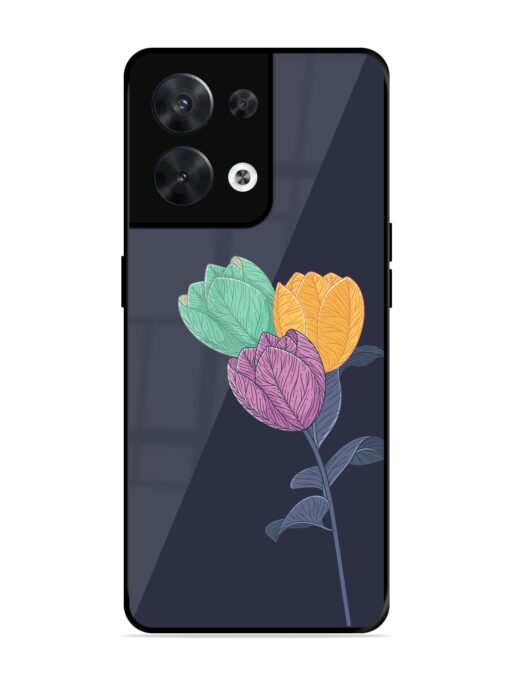 Flower Vector Glossy Metal Phone Cover for Oppo Reno 8 (5G)