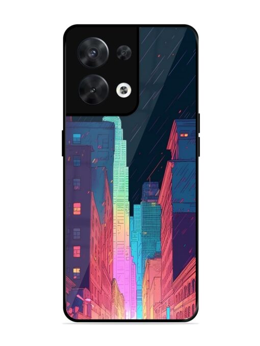 Minimal City Art Glossy Metal Phone Cover for Oppo Reno 8 (5G) Zapvi