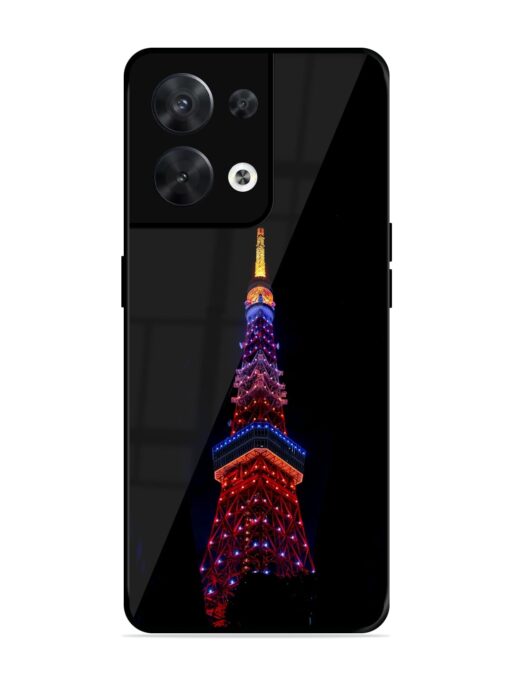 Eiffel Tower Night View Glossy Metal Phone Cover for Oppo Reno 8 (5G) Zapvi