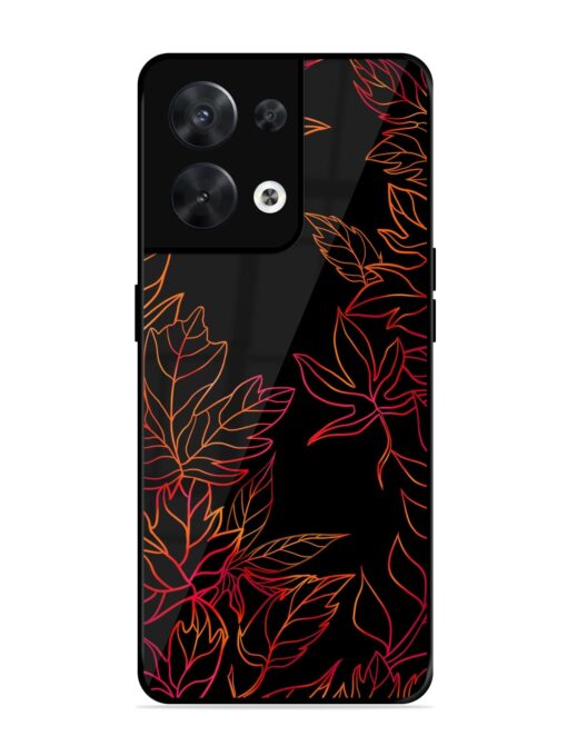 Red Floral Pattern Glossy Metal Phone Cover for Oppo Reno 8 (5G)