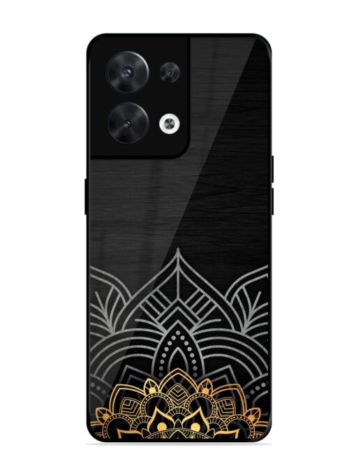 Decorative Golden Pattern Glossy Metal Phone Cover for Oppo Reno 8 (5G) Zapvi