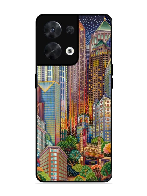 Cityscapes Art Glossy Metal Phone Cover for Oppo Reno 8 (5G)