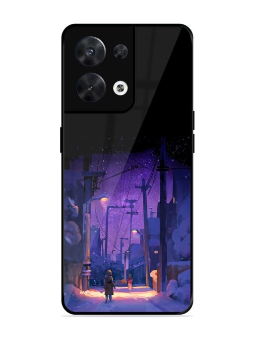 Winter Anime Art Glossy Metal Phone Cover for Oppo Reno 8 (5G)