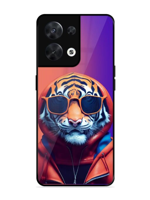 Tiger Animation Glossy Metal Phone Cover for Oppo Reno 8 (5G) Zapvi