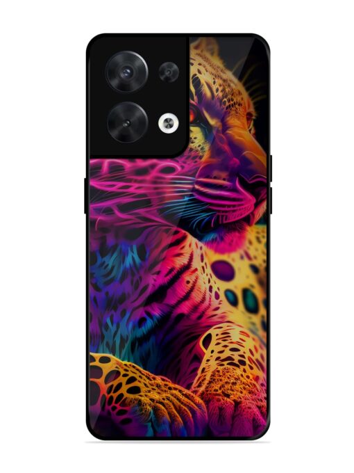 Leopard Art Glossy Metal Phone Cover for Oppo Reno 8 (5G)