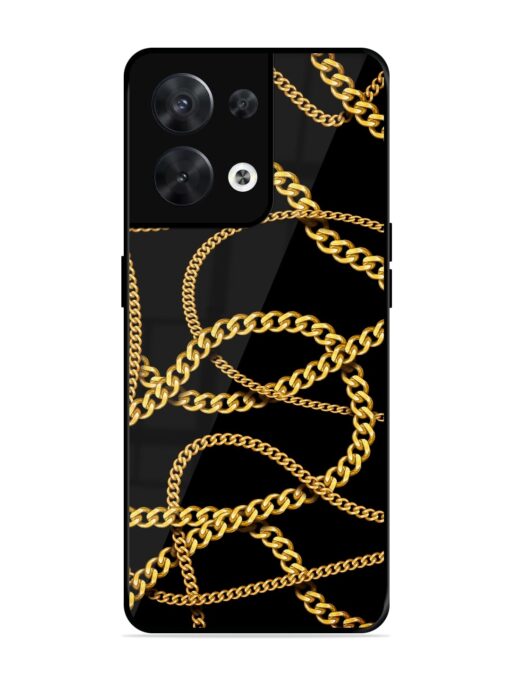 Decorative Golde Chain Glossy Metal Phone Cover for Oppo Reno 8 (5G)