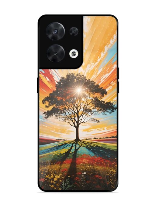 Abstract Tree Colorful Art Glossy Metal Phone Cover for Oppo Reno 8 (5G) Zapvi