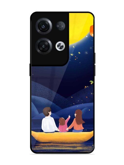 Happy Family And Beautiful View Glossy Metal Phone Cover for Oppo Reno 8 Pro (5G)