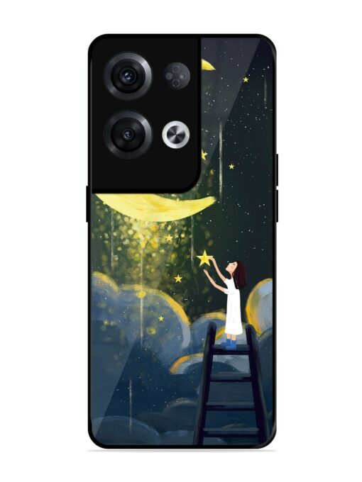 Moonlight Healing Night Illustration Glossy Metal TPU Phone Cover for Oppo Reno 8 Pro (5G) Zapvi