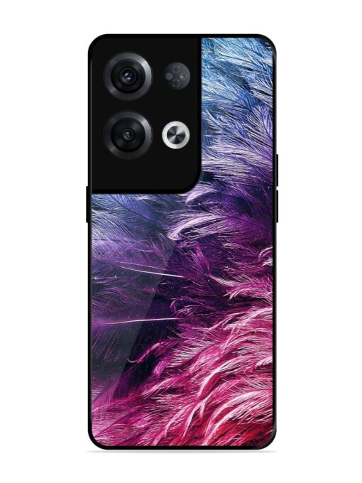 Light Grey Feather Background Glossy Metal Phone Cover for Oppo Reno 8 Pro (5G)