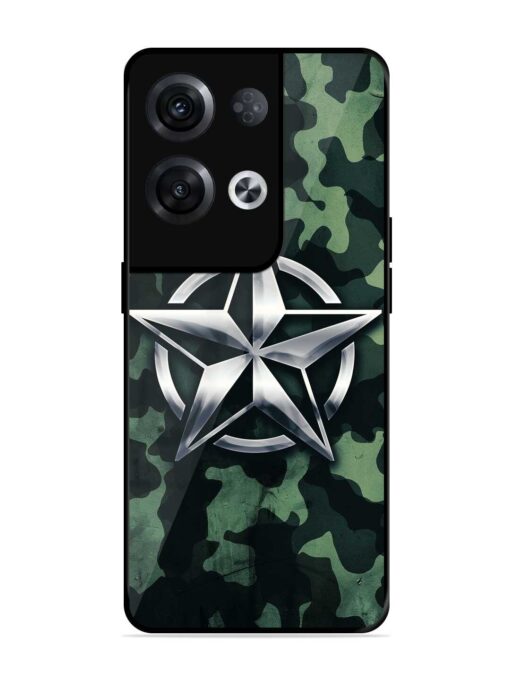 Indian Army Star Design Glossy Metal Phone Cover for Oppo Reno 8 Pro (5G)