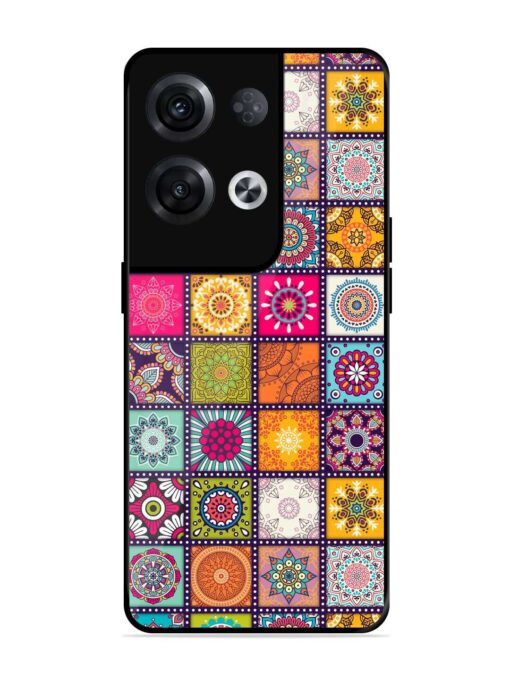 Seamless Pattern Vintage Glossy Metal Phone Cover for Oppo Reno 8 Pro (5G)