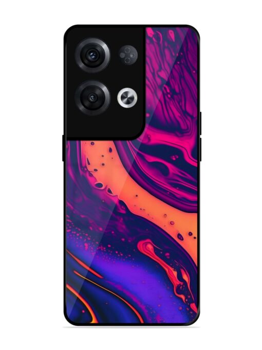 Fluid Blue Pink Art Glossy Metal Phone Cover for Oppo Reno 8 Pro (5G) Zapvi