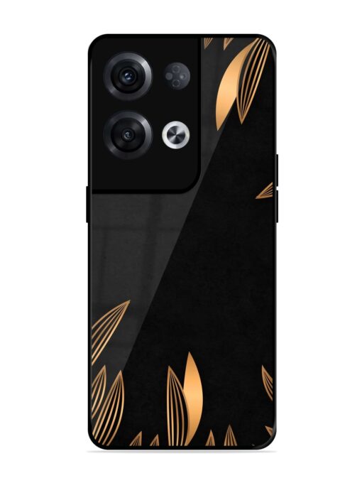 Golden Leaf Pattern Glossy Metal Phone Cover for Oppo Reno 8 Pro (5G) Zapvi