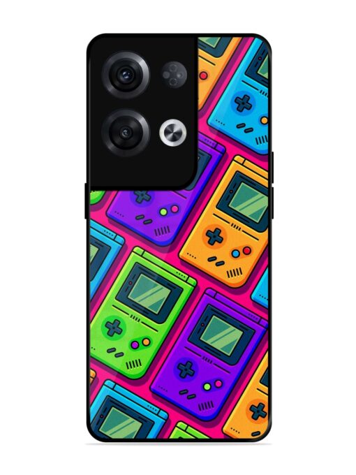 Game Seamless Pattern Glossy Metal Phone Cover for Oppo Reno 8 Pro (5G) Zapvi