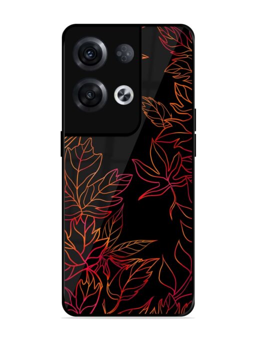 Red Floral Pattern Glossy Metal Phone Cover for Oppo Reno 8 Pro (5G)