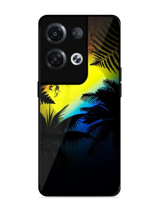 Colorful Sunset With Palm Trees Glossy Metal Phone Cover for Oppo Reno 8 Pro (5G) Zapvi